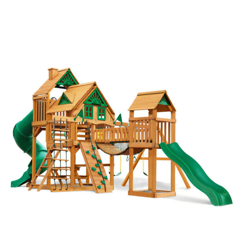 Gorilla Treasure Trove II swing set with treehouse and slides