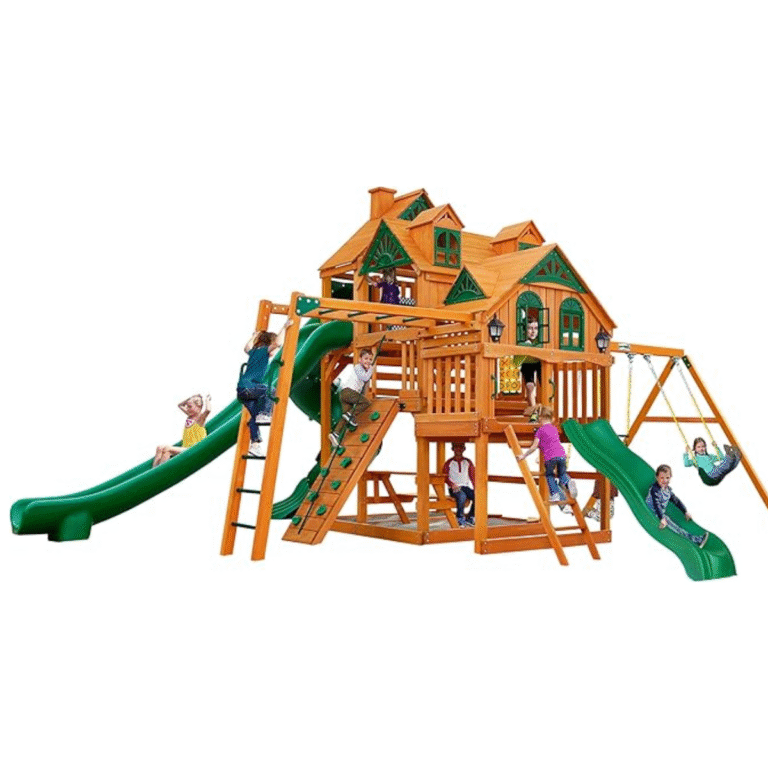 Gorilla Empire Extreme swing set with monkey bars and 3 slides