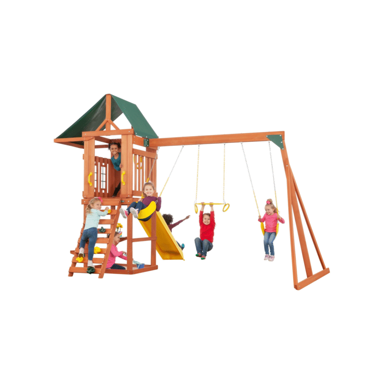 Cedar Cottage wooden swing set with 4 ft tower and slide
